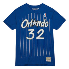 Blue Shaquille O'Neal Orlando Magic Hardwood Classics Stitch Name & Number T-Shirt | NBA