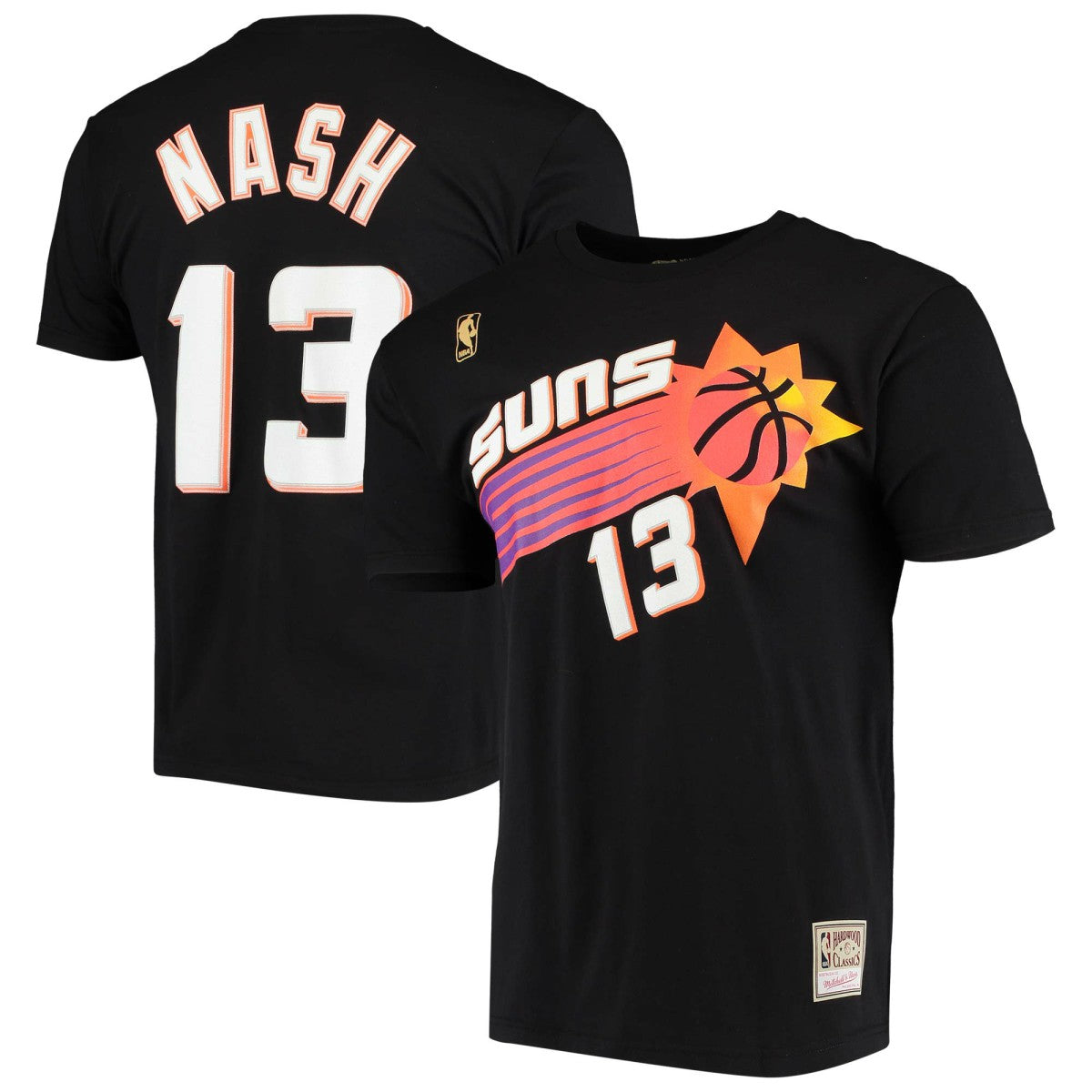 Black Steve Nash Phoenix Suns Hardwood Classics Stitch Name & Number T-Shirt | NBA