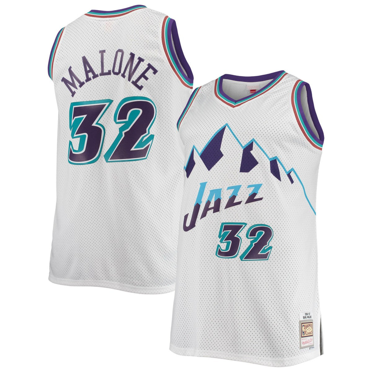 White Karl Malone Utah Jazz 1996/97 Big & Tall Hardwood Classics Swingman Jersey | NBA