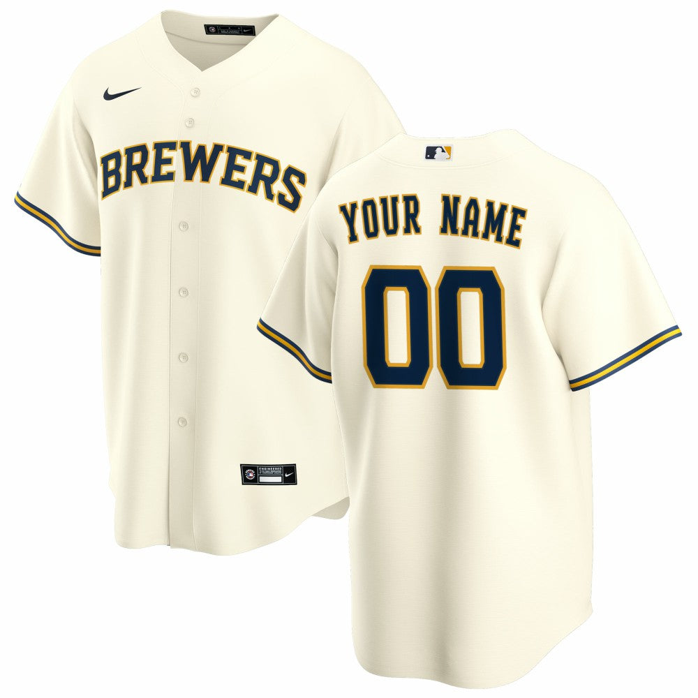 Milwaukee Brewers Nike Home Replica Custom Jersey - MLB Jerseys