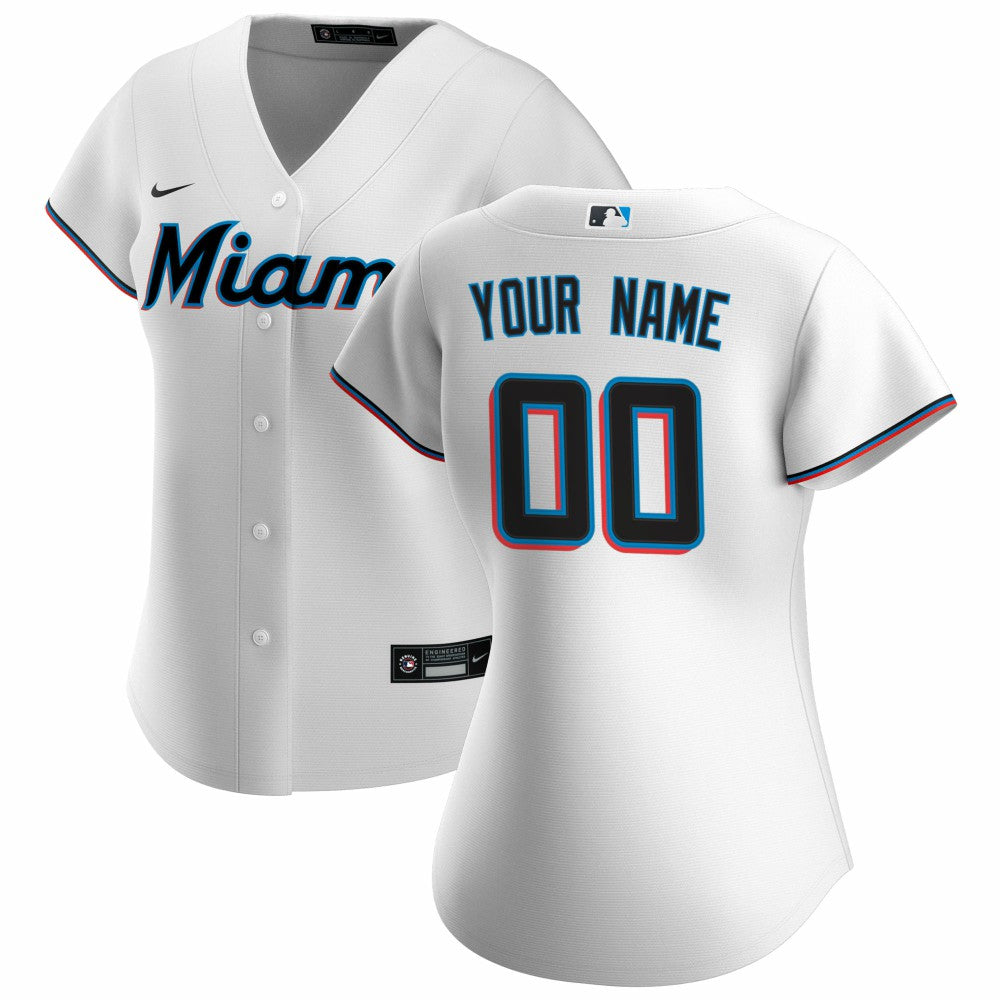 Miami Marlins Nike Women's Home Replica Custom Jersey - MLB Jerseys