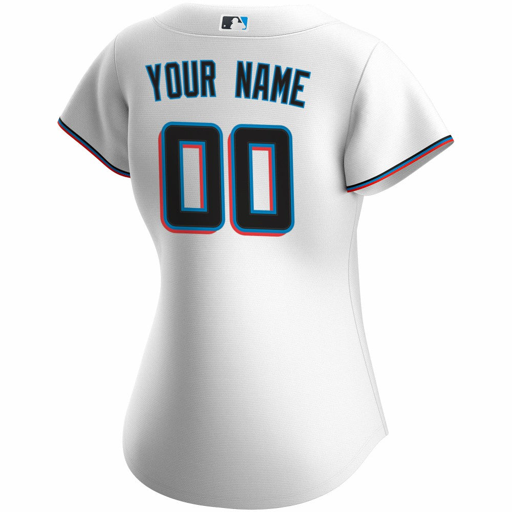 Miami Marlins Nike Women's Home Replica Custom Jersey - MLB Jerseys
