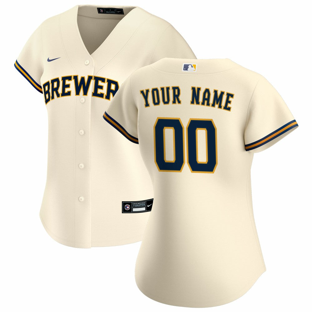 Milwaukee Brewers Nike Women's Home Replica Custom Jersey - MLB Jerseys