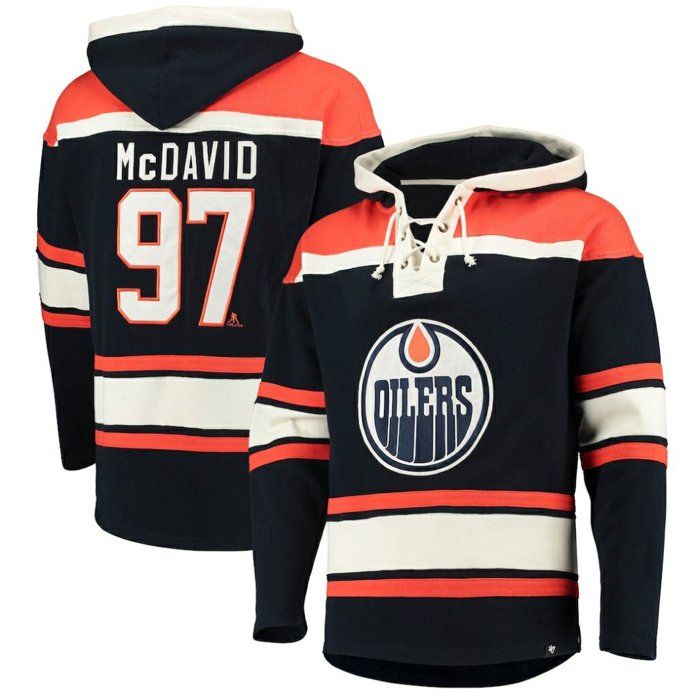 Connor McDavid Edmonton Oilers '47 Player Name & Number Lacer Pullover Hoodie -  NHL Hoodies