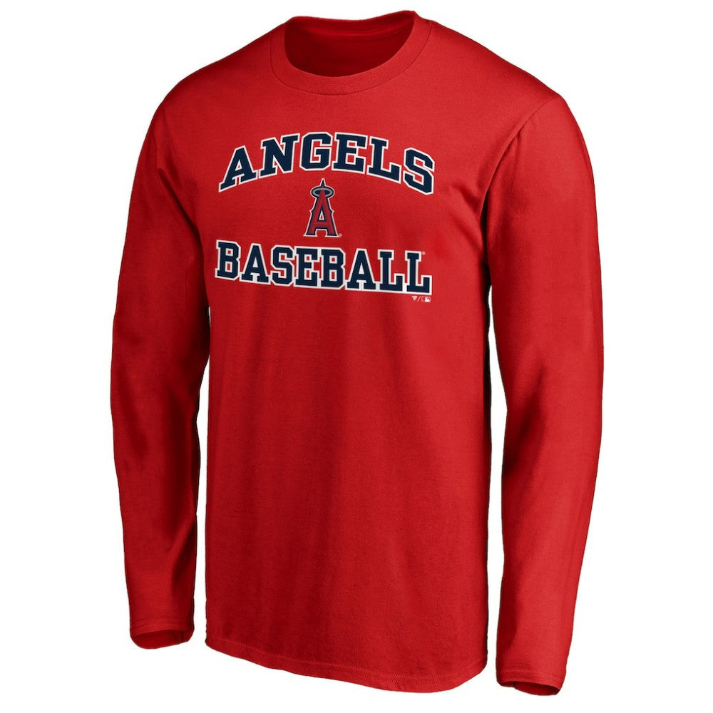 Men's Red Los Angeles Angels Team Heart & Soul Long Sleeve T-Shirt - MLB T-shirts