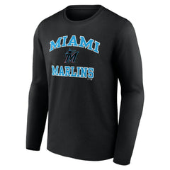Men's Black Miami Marlins Team Heart & Soul Long Sleeve T-Shirt - MLB T-shirts