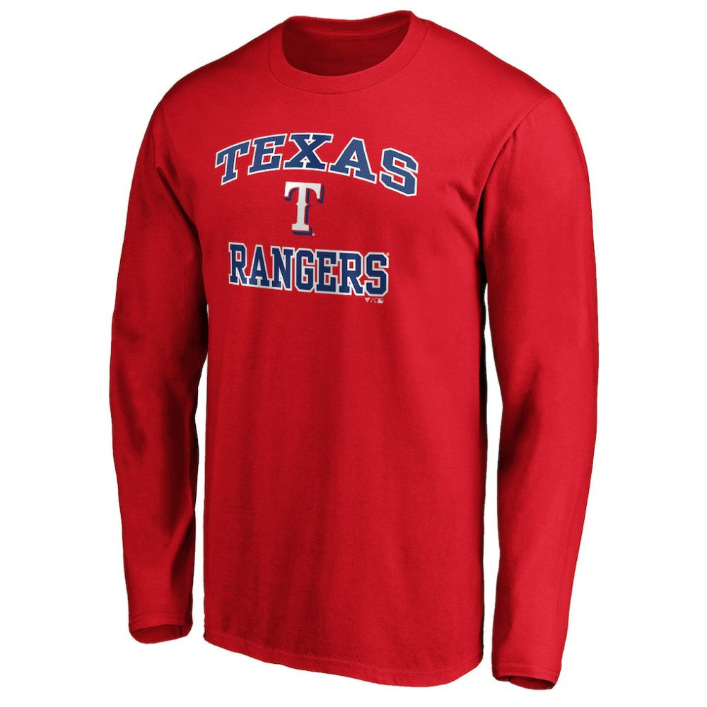 Men's Red Texas Rangers Team Heart & Soul Long Sleeve T-Shirt - MLB T-shirts