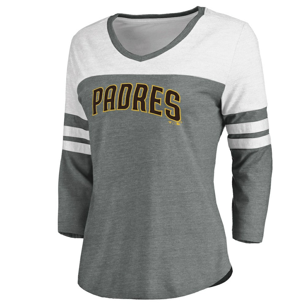 San Diego Padres Fanatics Women's Official Wordmark 3/4 Sleeve V-Neck T-Shirt - MLB T-shirts