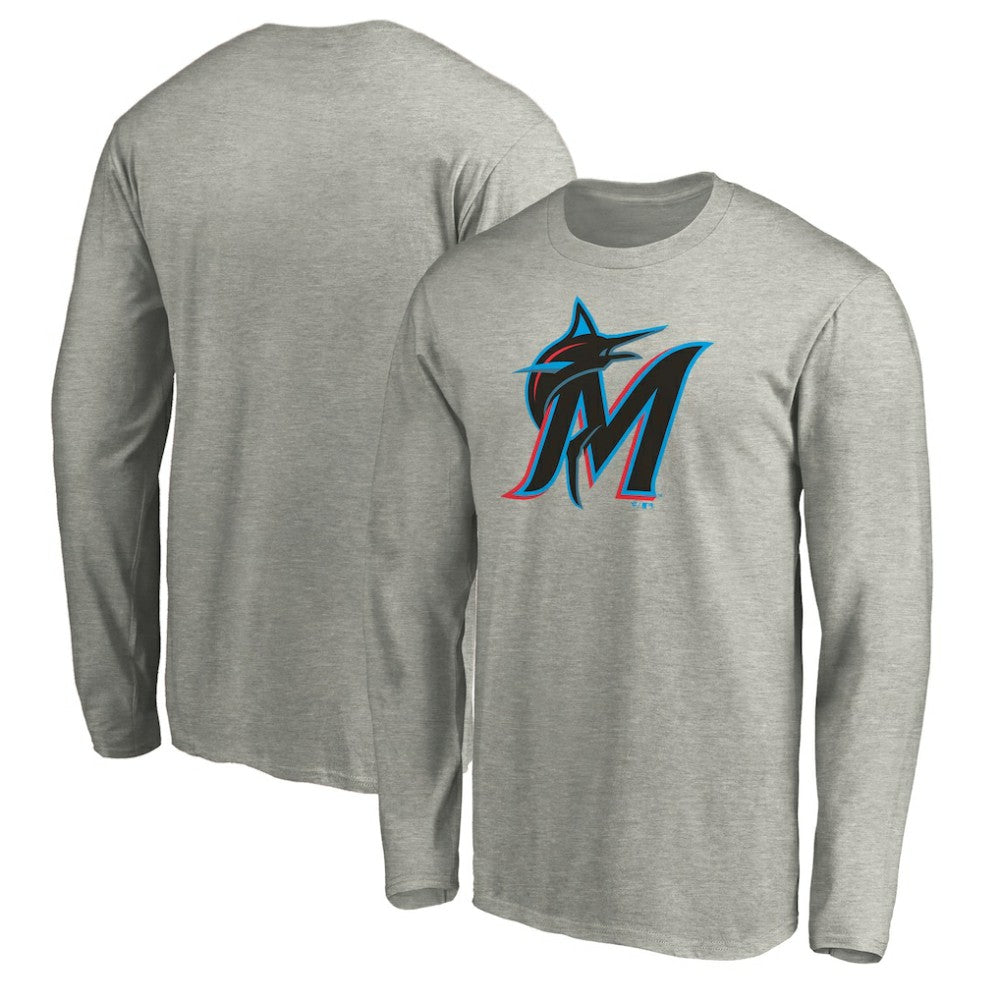 Miami Marlins Official Team Logo Long Sleeve T-Shirt - MLB T-shirts