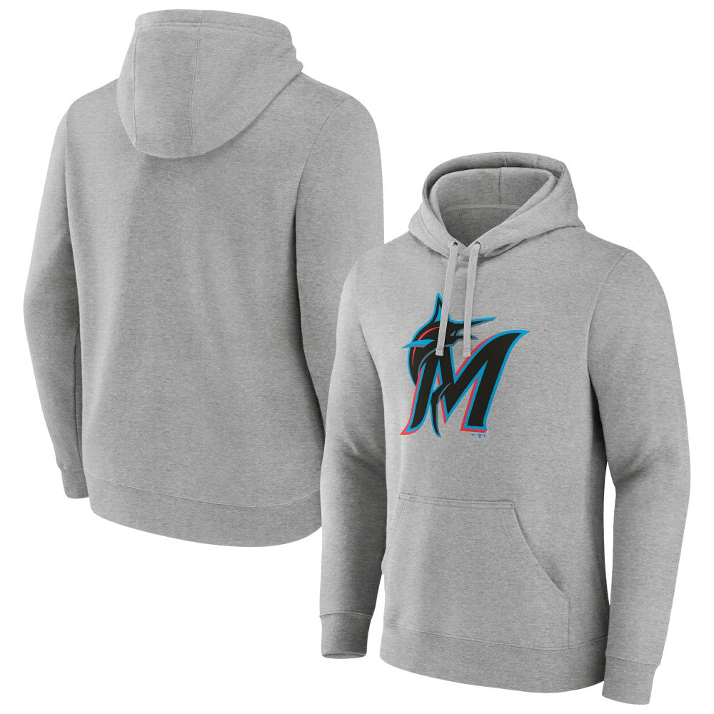 Miami Marlins Official Logo Fitted Pullover Hoodie - MLB Hoodies