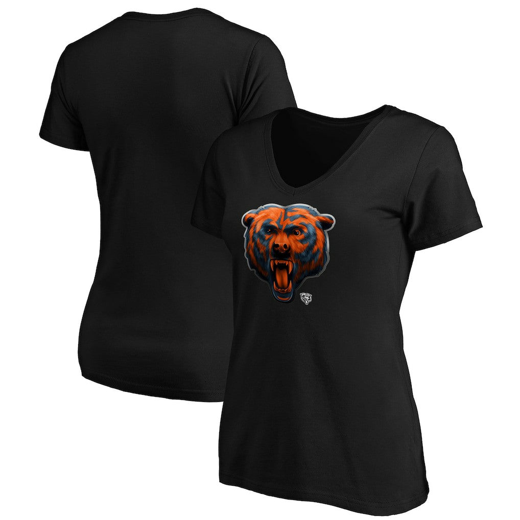 Chicago Bears Women's Midnight Mascot Logo V-Neck T-Shirt | NFL Discount