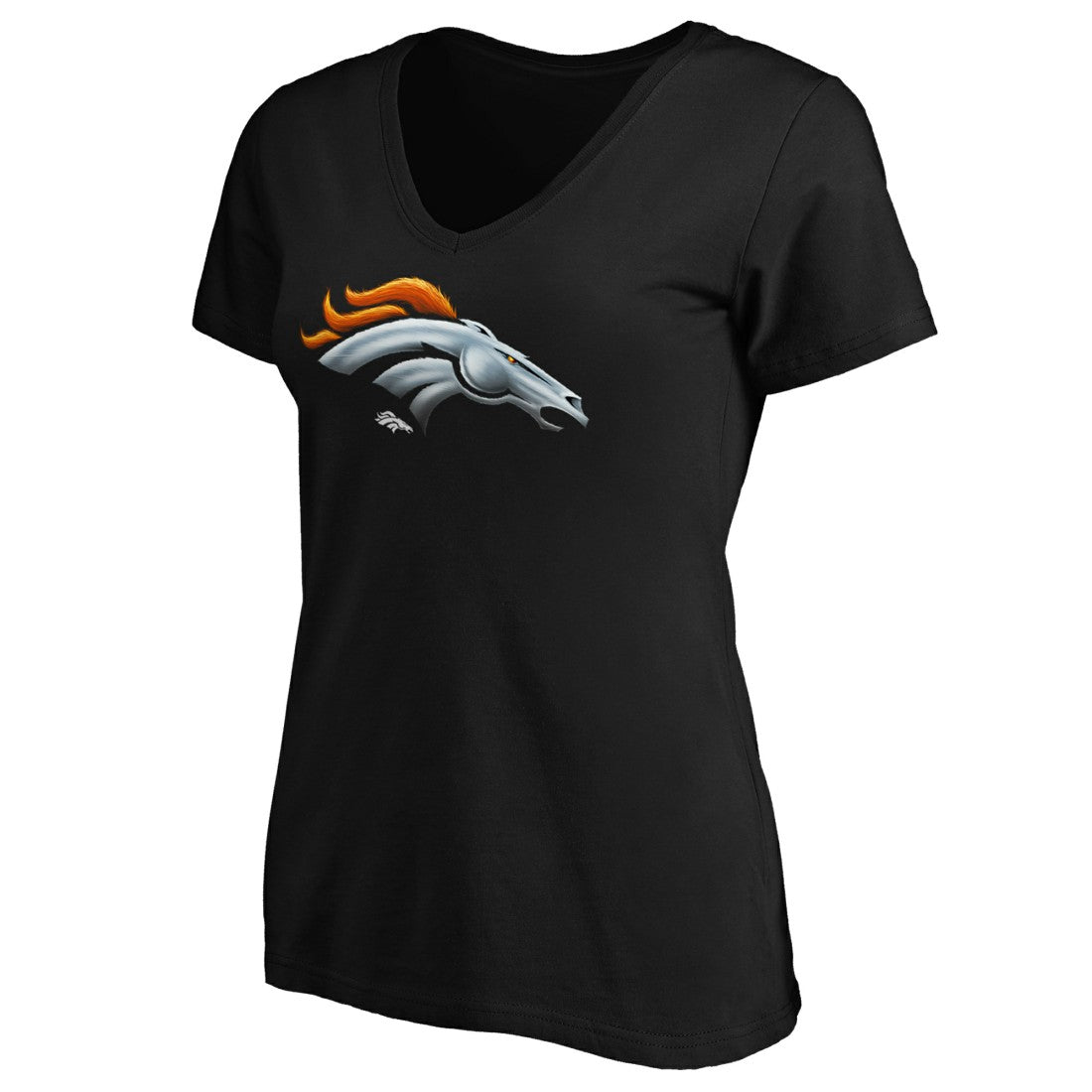 Denver Broncos Women's Midnight Mascot Logo V-Neck T-Shirt | NFL On sale