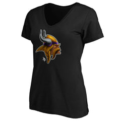 Minnesota Vikings Women's Midnight Mascot Logo V-Neck T-Shirt | NFL Online
