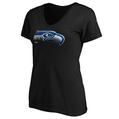 Seattle Seahawks Women's Midnight Mascot Logo V-Neck T-Shirt | NFL US