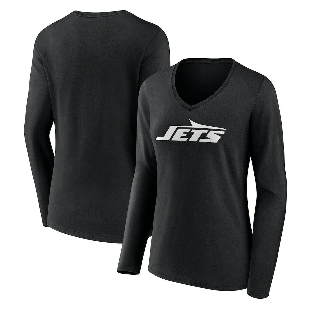 New York Jets Women's Primary Team Logo Long Sleeve V-Neck T-Shirt | NFL Online