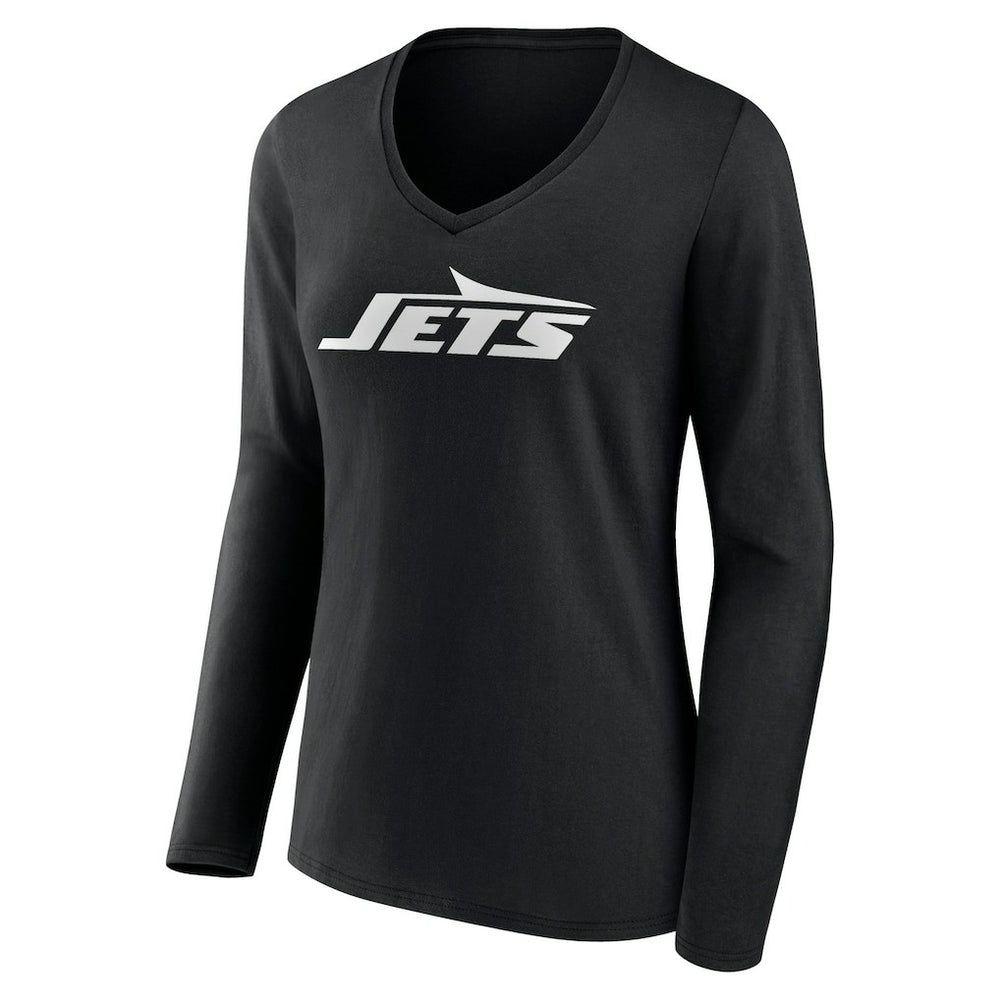 New York Jets Women's Primary Team Logo Long Sleeve V-Neck T-Shirt | NFL Online