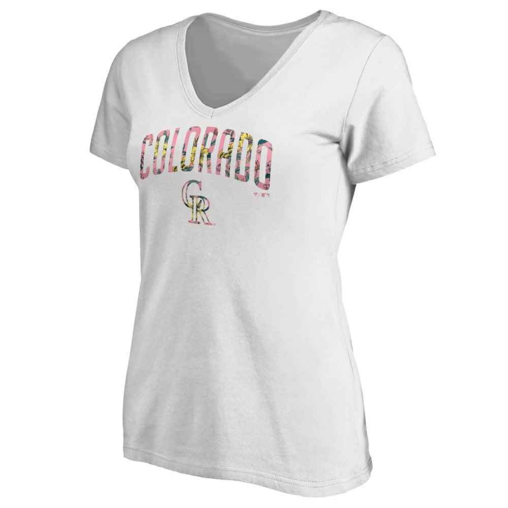 Colorado Rockies Women's Floral Arched Logo V-Neck T-Shirt - MLB T-shirts
