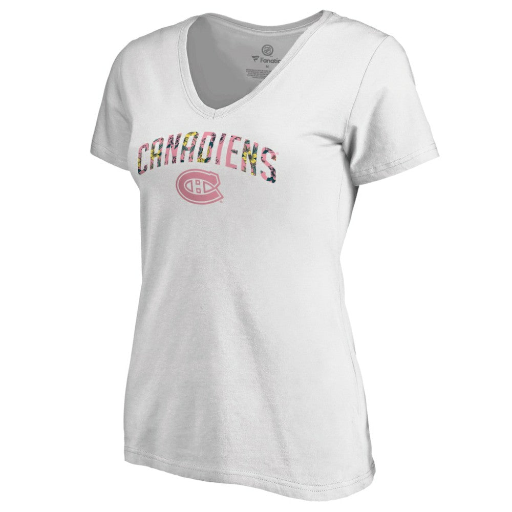 Montreal Canadiens Women's Floral Arched V-Neck T-Shirt -  NHL T-shirts