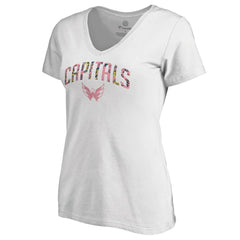Washington Capitals Women's Floral Arched V-Neck T-Shirt -  NHL T-shirts