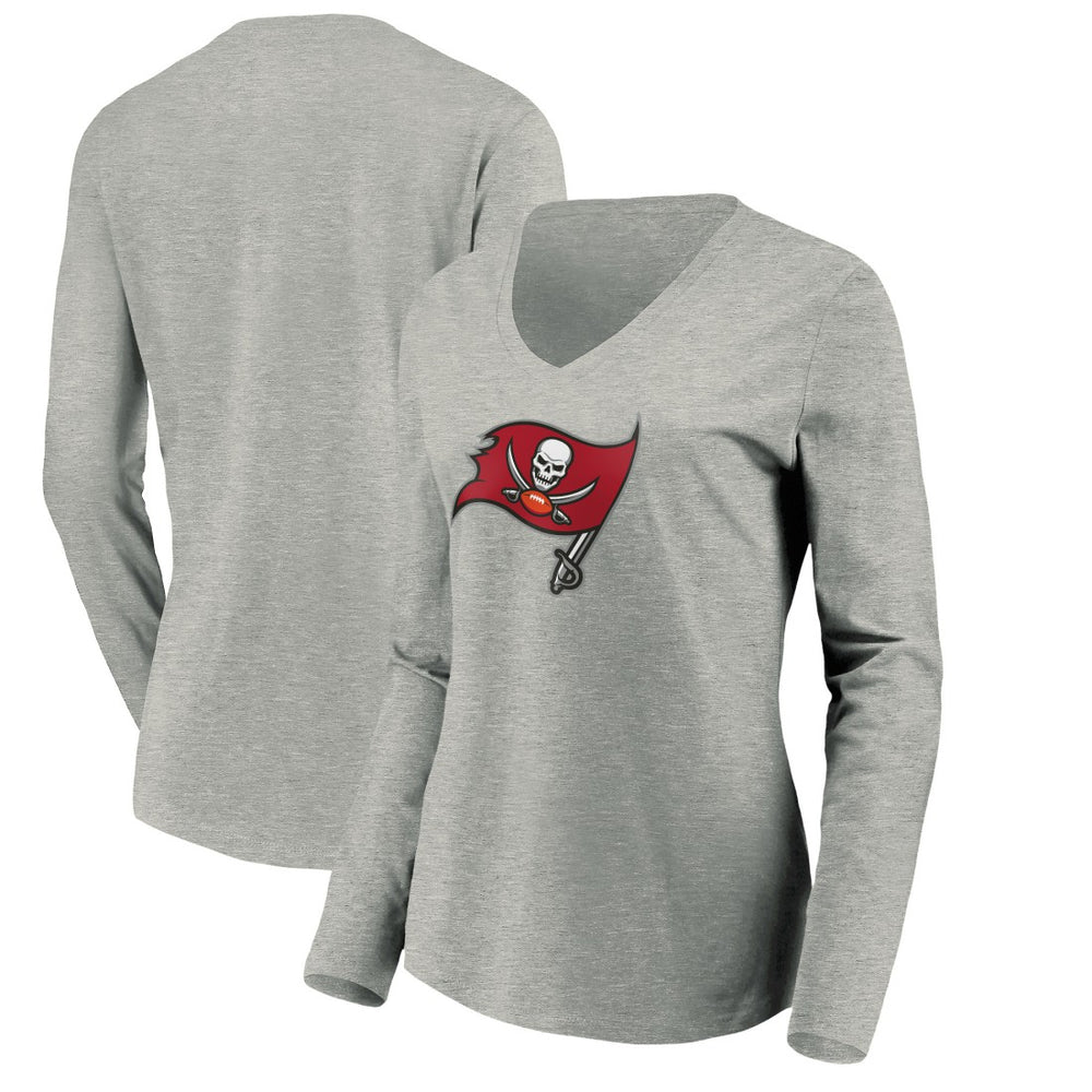 Tampa Bay Buccaneers Women's Primary Logo Long Sleeve V-Neck T-Shirt | NFL US
