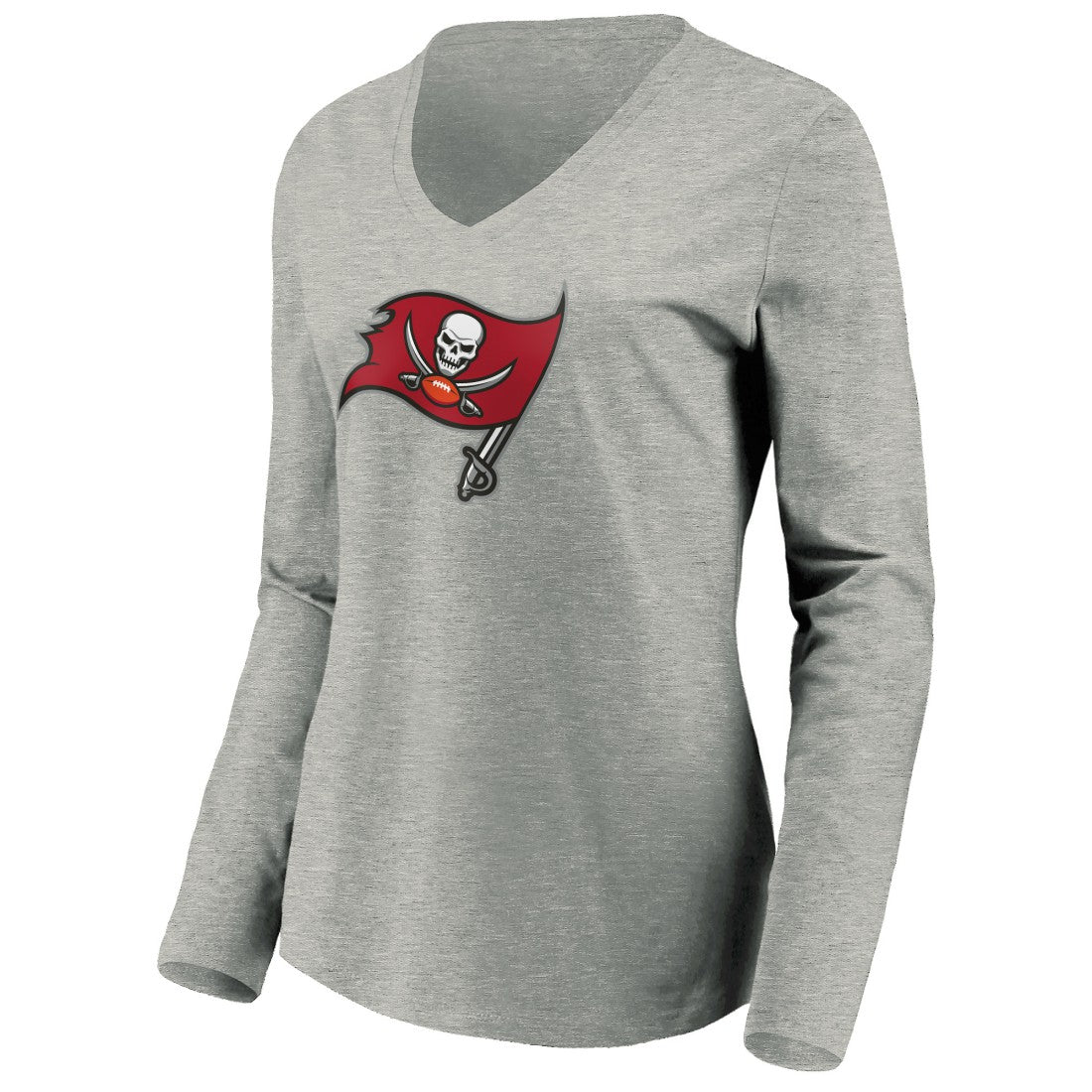 Tampa Bay Buccaneers Women's Primary Logo Long Sleeve V-Neck T-Shirt | NFL US
