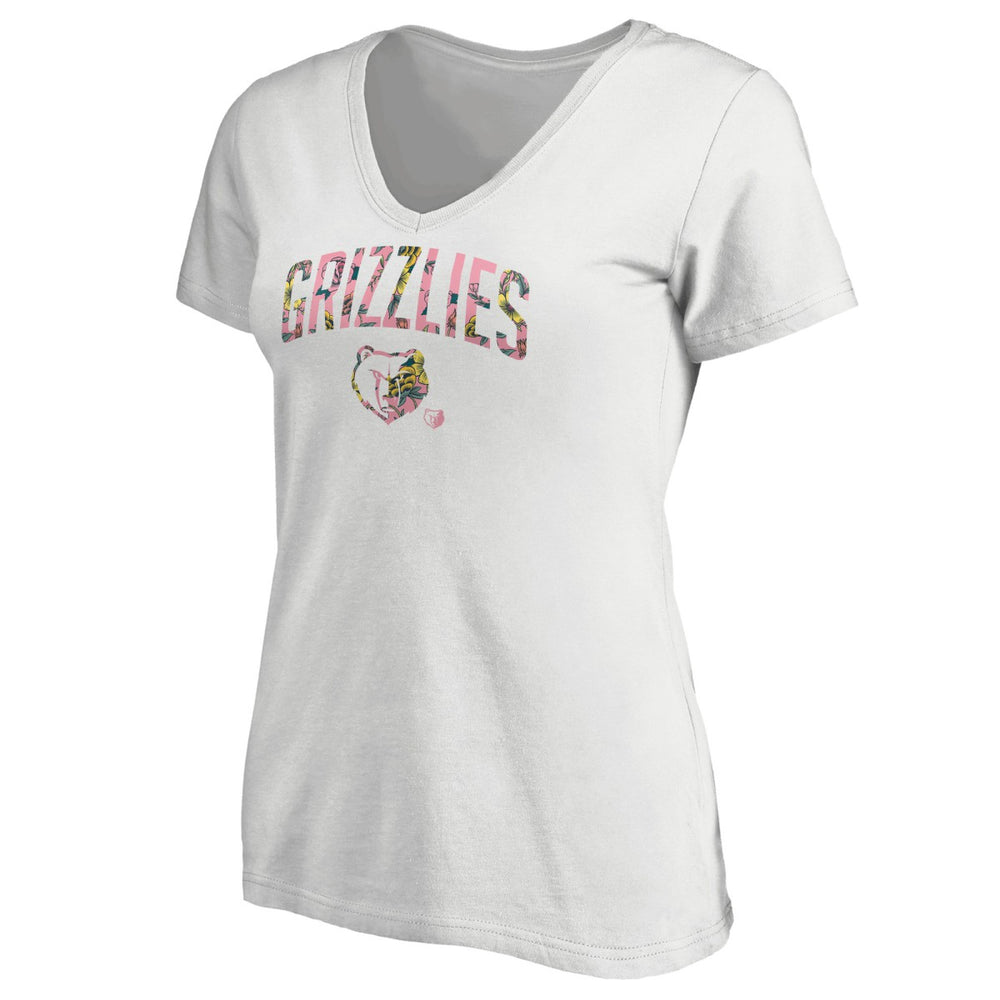 White Memphis Grizzlies Women's Floral Arch V-Neck T-Shirt | NBA