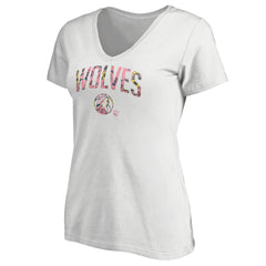 White Minnesota Timberwolves Women's Floral Arch V-Neck T-Shirt | NBA
