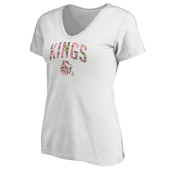White Sacramento Kings Women's Floral Arch V-Neck T-Shirt | NBA