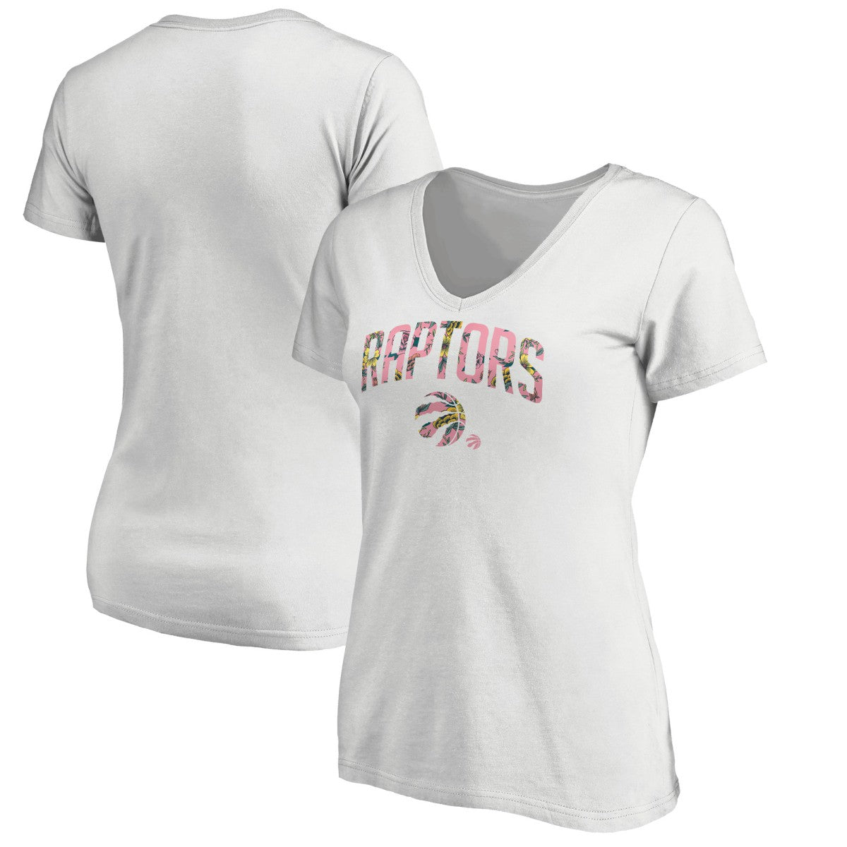 White Toronto Raptors Women's Floral Arch V-Neck T-Shirt | NBA