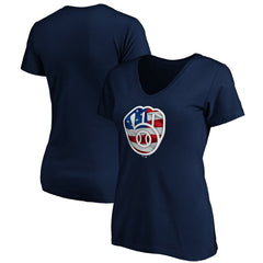 Milwaukee Brewers Logo Women's Banner Wave V-Neck T-Shirt - MLB T-shirts
