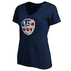 Milwaukee Brewers Logo Women's Banner Wave V-Neck T-Shirt - MLB T-shirts