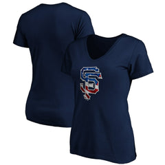 San Francisco Giants Logo Women's Banner Wave V-Neck T-Shirt - MLB T-shirts
