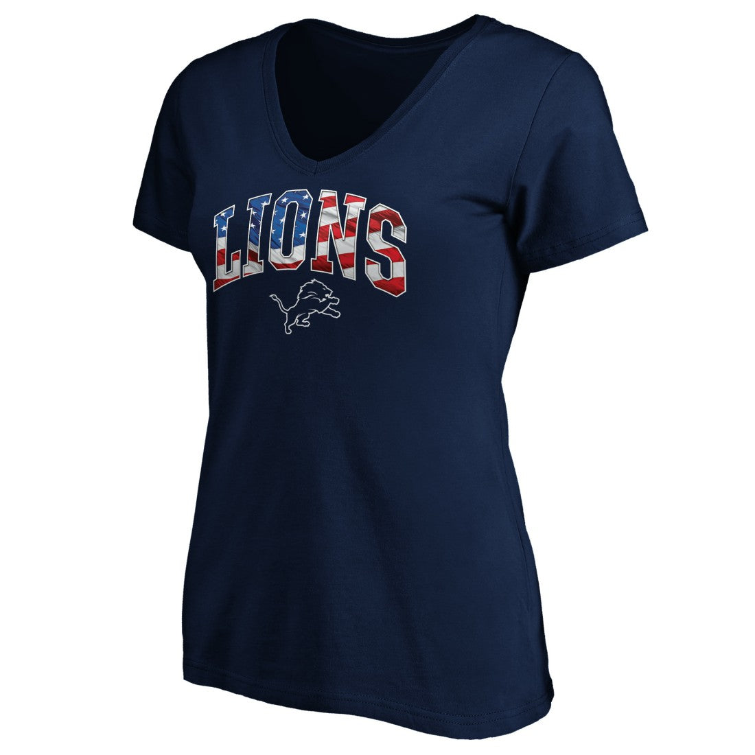 Detroit Lions Logo Women's Banner Wave V-Neck T-Shirt | NFL Near me