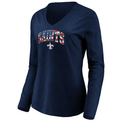 New Orleans Saints Women's Banner Wave V-Neck Long Sleeve T-Shirt | NFL Discount