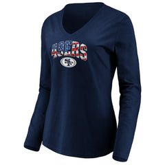 San Francisco 49ers Women's Banner Wave V-Neck Long Sleeve T-Shirt | NFL Online