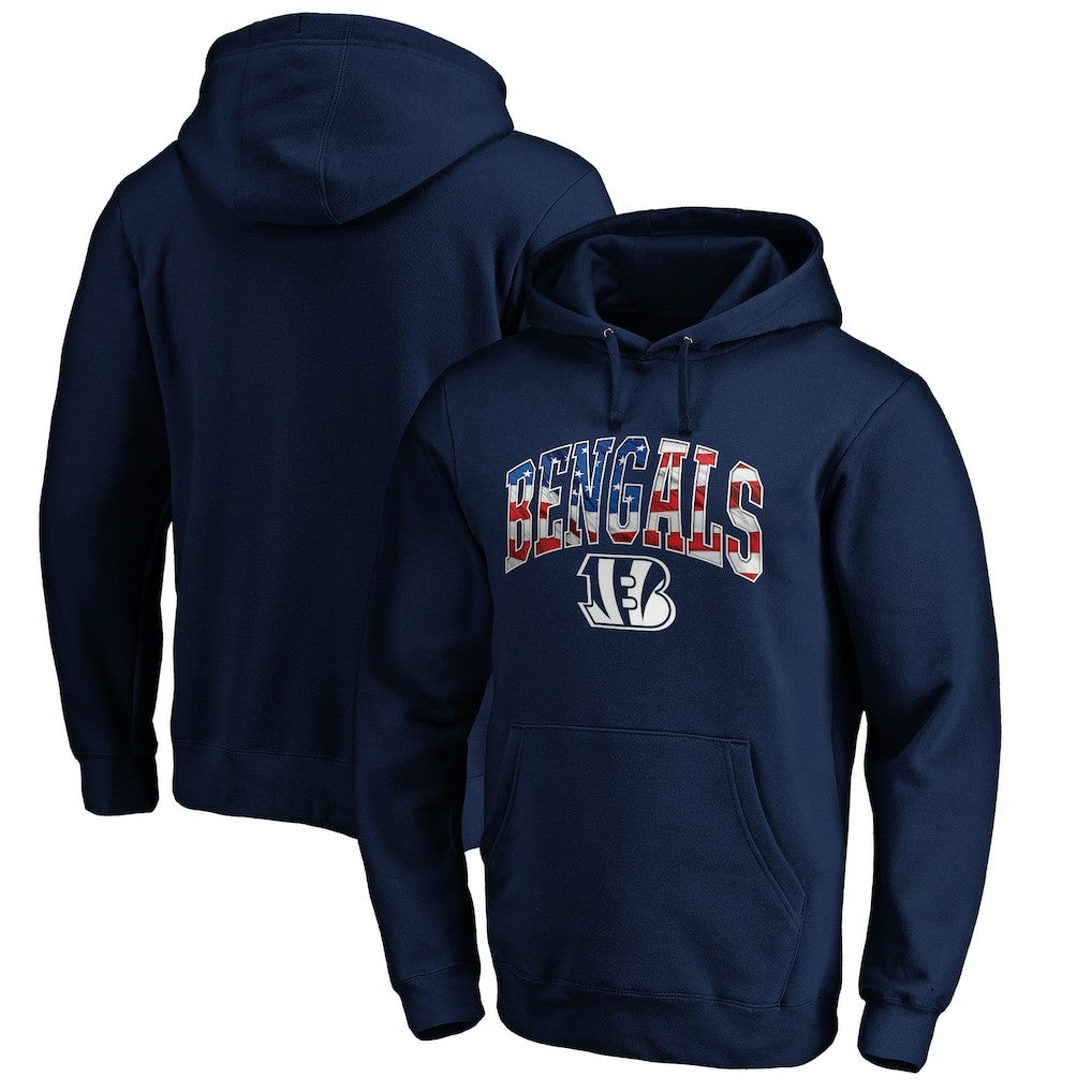 Cincinnati Bengals Banner Wave Fitted Pullover Hoodie | NFL Hot