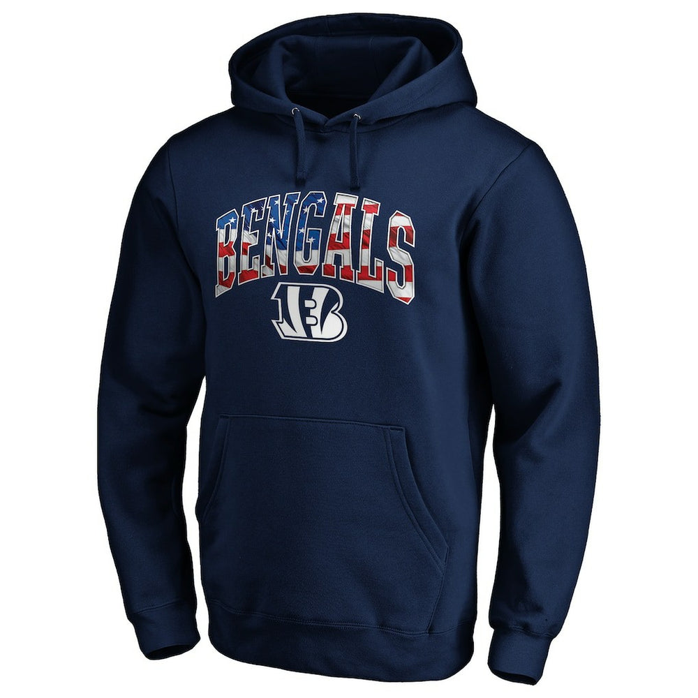 Cincinnati Bengals Banner Wave Fitted Pullover Hoodie | NFL Hot