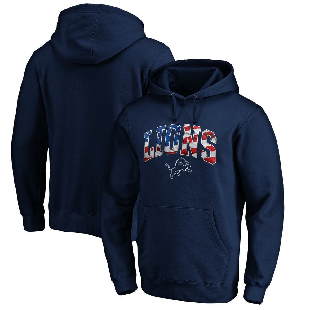Detroit Lions Banner Wave Fitted Pullover Hoodie | NFL New