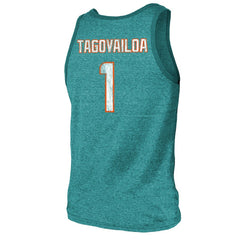 Miami Dolphins Tua Tagovailoa  Majestic Threads Name & Number Tri-Blend Tank Top | NFL New