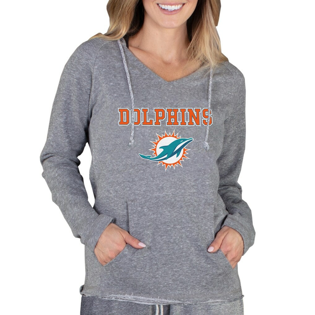 Miami Dolphins Concepts Sport Women's Mainstream Tri-Blend Raglan Hoodie V-Neck Top | NFL Online