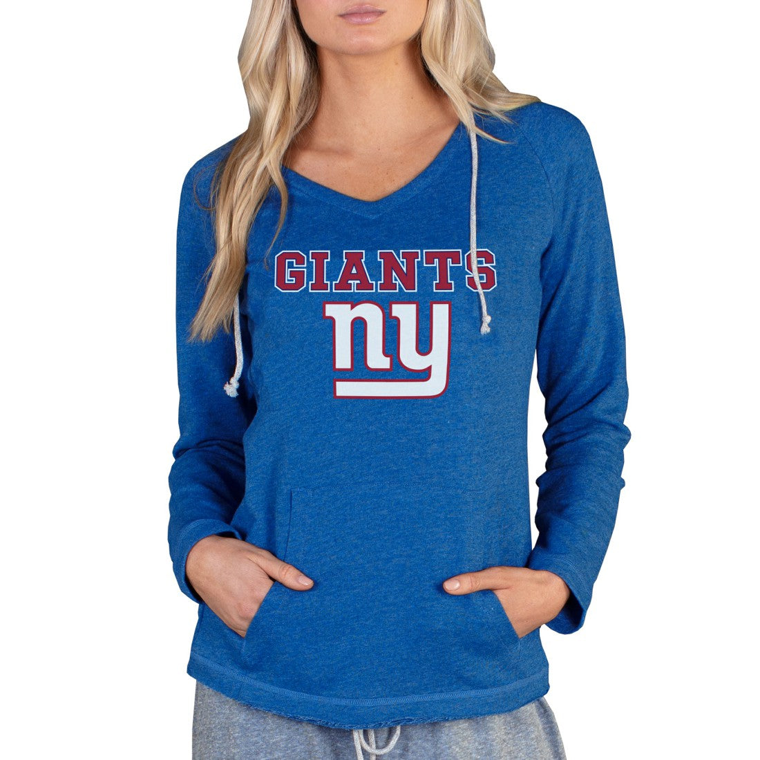 New York Giants Concepts Sport Women's Mainstream Tri-Blend Raglan Hoodie V-Neck Top | NFL New