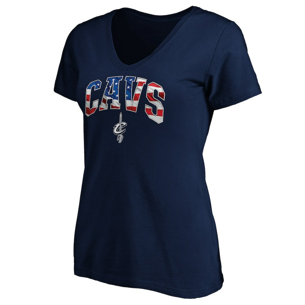 Navy Cleveland Cavaliers Women's Banner Wave V-Neck T-Shirt sale | NBA