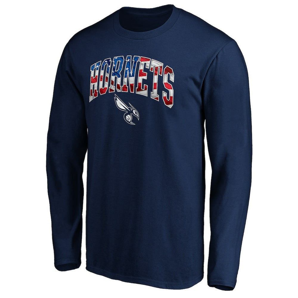 Navy Charlotte Hornets Banner Wave Long Sleeve T-Shirt | NBA