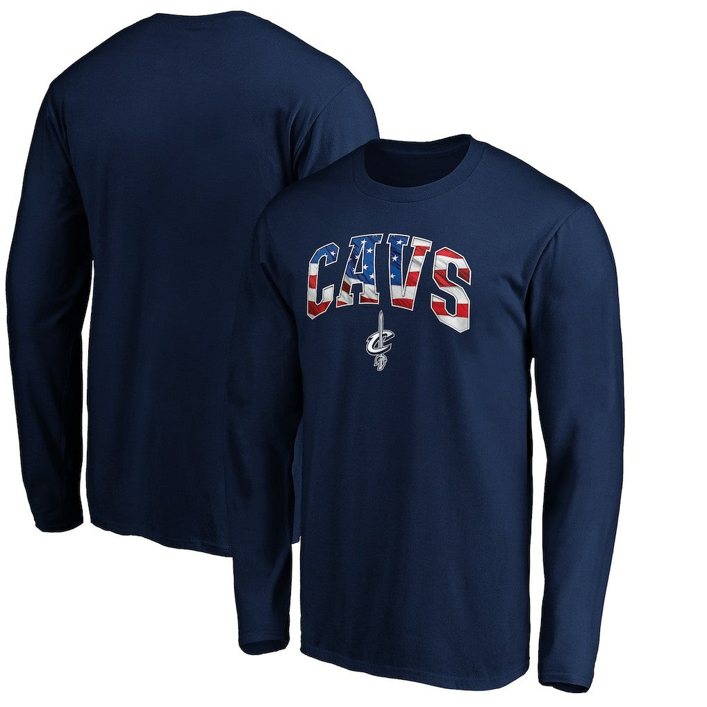 Navy Cleveland Cavaliers Banner Wave Long Sleeve T-Shirt sale | NBA