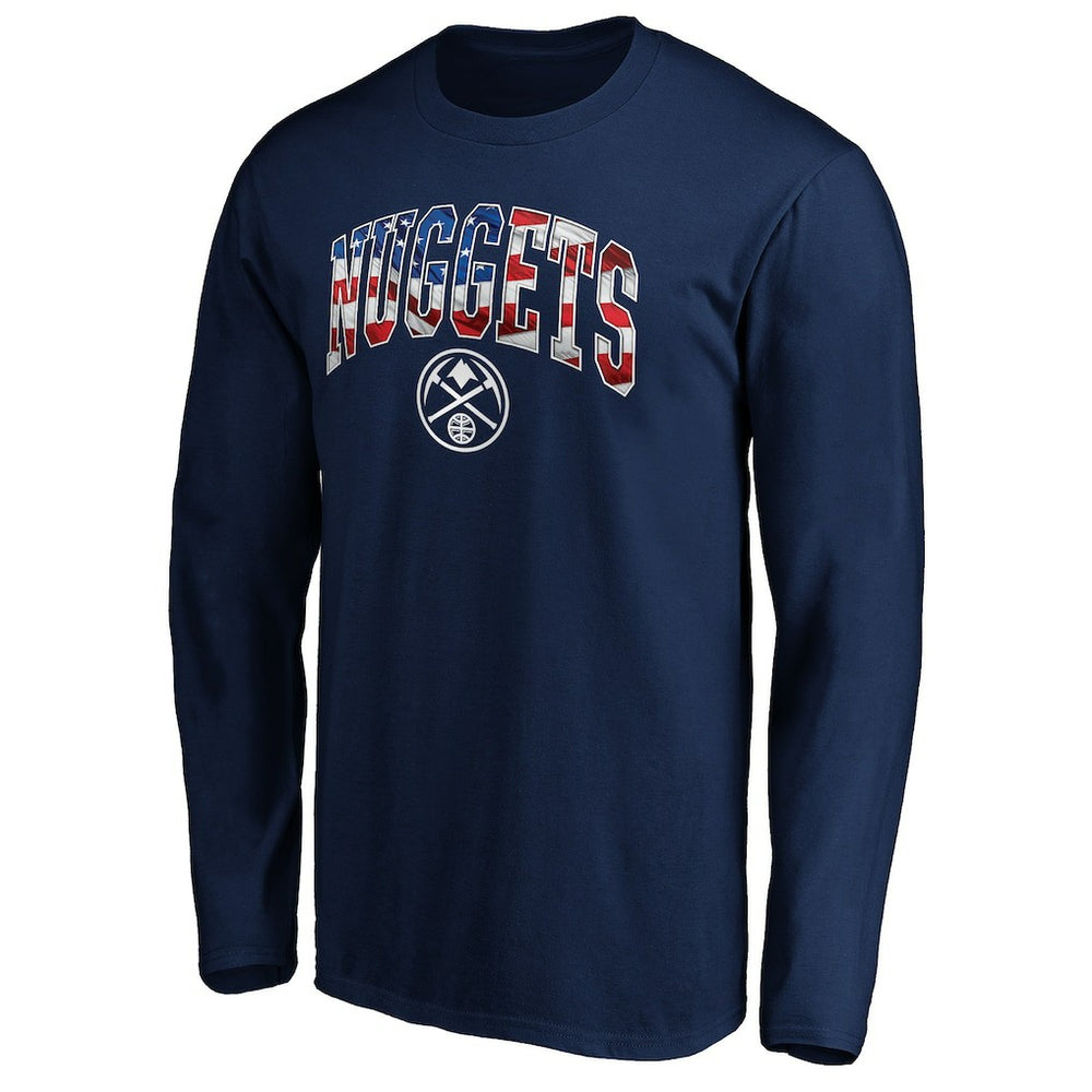 Navy Denver Nuggets Banner Wave Long Sleeve T-Shirt sale | NBA