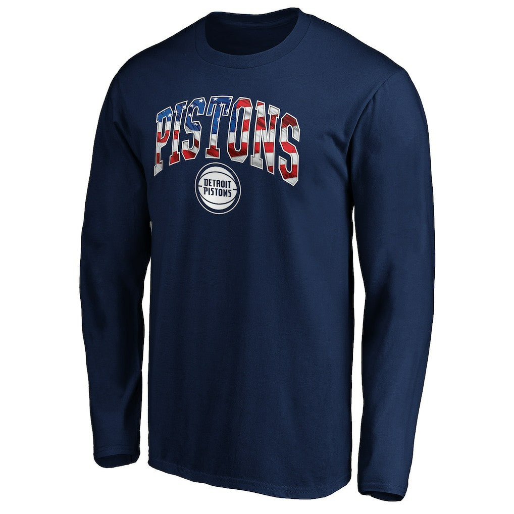 Navy Detroit Pistons Banner Wave Long Sleeve T-Shirt sale | NBA