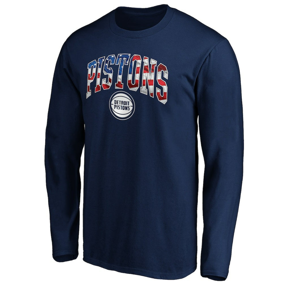 Navy Detroit Pistons Banner Wave Long Sleeve T-Shirt sale | NBA