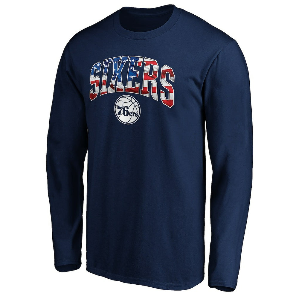 Navy Philadelphia 76ers Banner Wave Long Sleeve T-Shirt | NBA