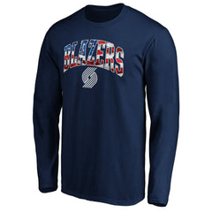 Navy Portland Trail Blazers Banner Wave Long Sleeve T-Shirt | NBA