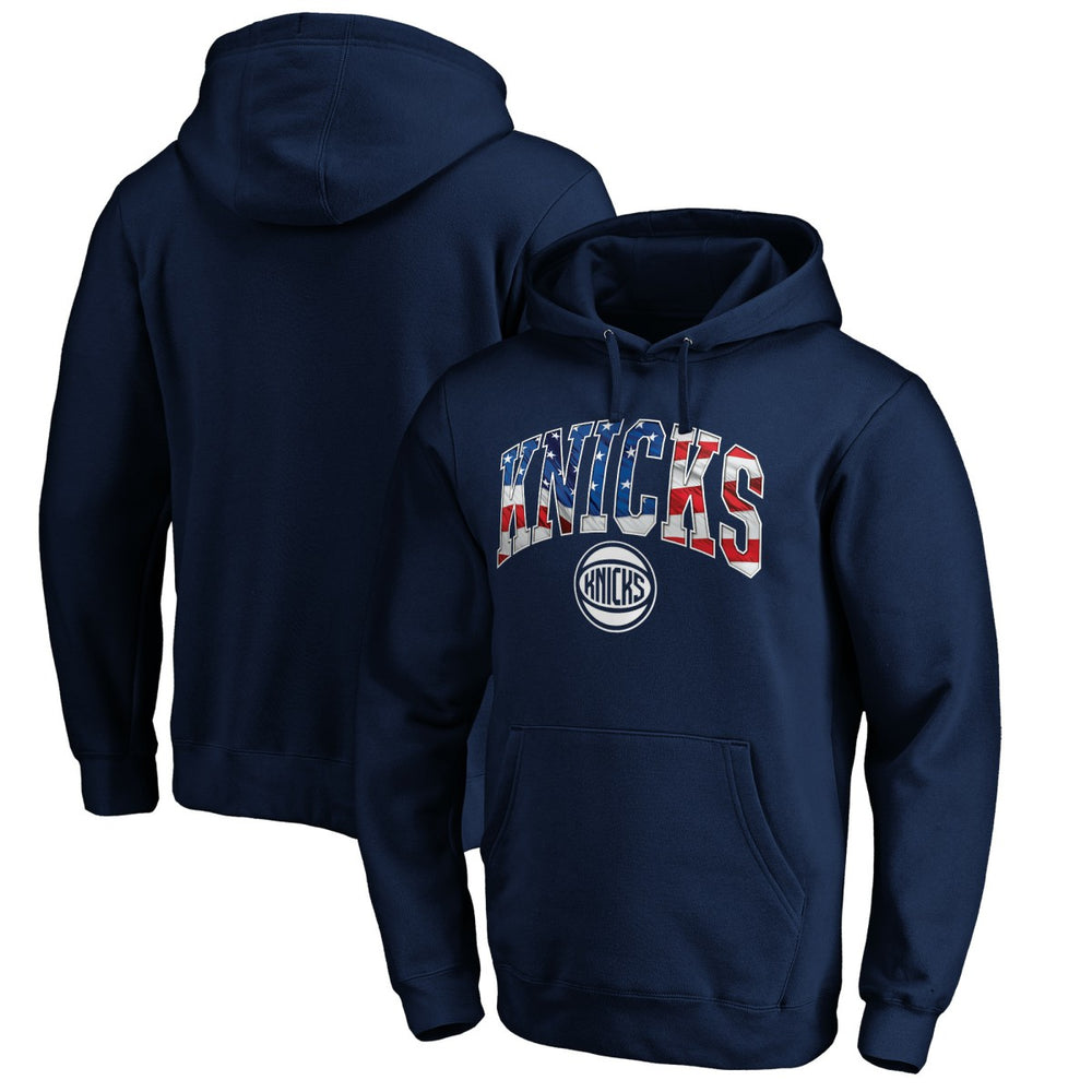 Navy New York Knicks Banner Wave Pullover Hoodie | NBA
